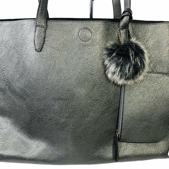 boutique Handbags - Fashion Boutique Silver Metallic Women's Tote
